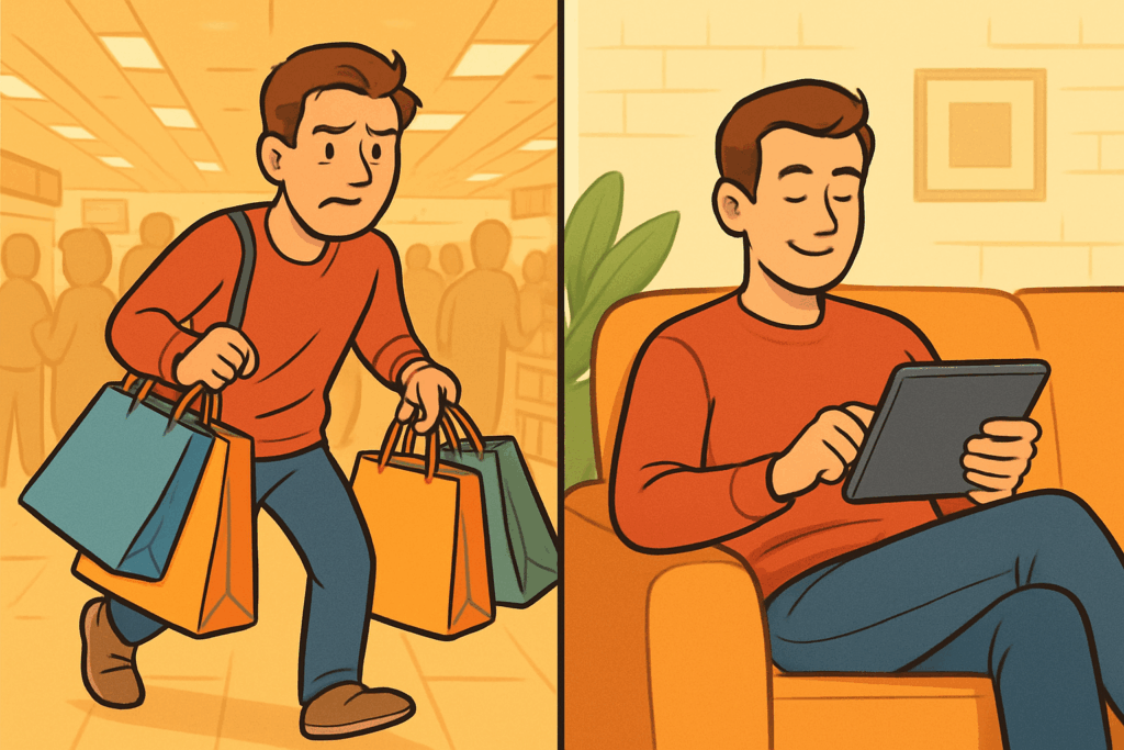 image shopping contrast 1 كيف يساهم التسوق الإلكتروني في توفير الوقت؟ 7 دليل شامل لفوائد لا تُحصى - مدونة خطانا للتسويق الإلكتروني